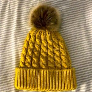 Yellow Pom beanie
